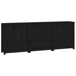 vidaXL Aparador de madera maciza de pino negro 210x35x80 cm