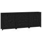 vidaXL Aparador de madera maciza de pino negro 210x35x80 cm