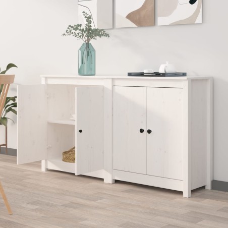 vidaXL Aparador 2 uds de madera maciza de pino blanco 70x35x80 cm