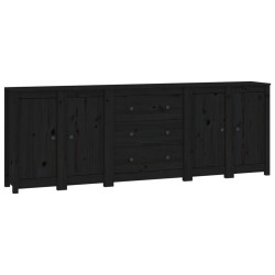 vidaXL Aparador de madera maciza de pino negro 230 x 35 x 80 cm