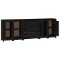 vidaXL Aparador de madera maciza de pino negro 230 x 35 x 80 cm vidaXL Aparador de madera maciza de pino negro 230 x 35 x 80 cm
