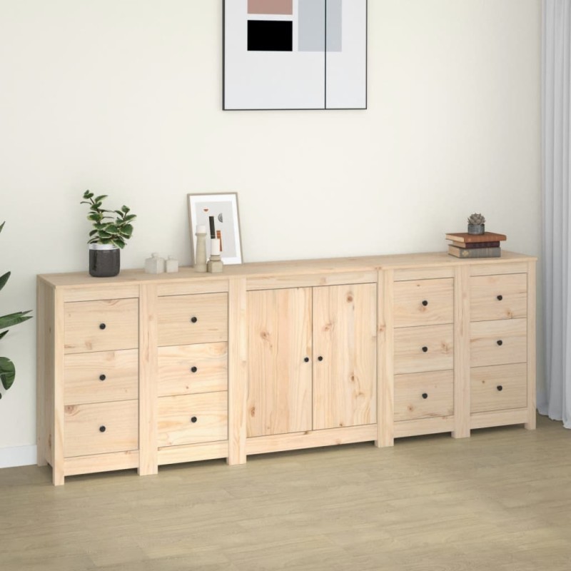 vidaXL Aparador de madera maciza de pino 230x35x80 cm vidaXL Aparador de madera maciza de pino 230x35x80 cm