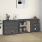 vidaXL Aparador de madera maciza de pino gris 230 x 35 x 80 cm vidaXL Aparador de madera maciza de pino gris 230 x 35 x 80 cm