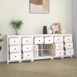 vidaXL Aparador de madera maciza de pino blanco 230 x 35 x 80 cm