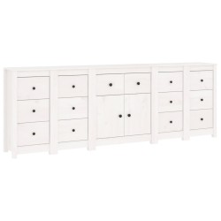vidaXL Aparador de madera maciza de pino blanco 230 x 35 x 80 cm