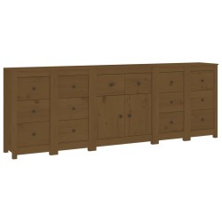 vidaXL Aparador de madera maciza de pino marrón miel 230 x 35 x 80 cm