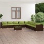 vidaXL Set muebles de jardín 10 pzas y cojines ratán sintético marrón vidaXL Set muebles de jardín 10 pzas y cojines ratán sintético marrón