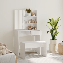 vidaXL Juego de tocador blanco brillante 74,5x40x141 cm