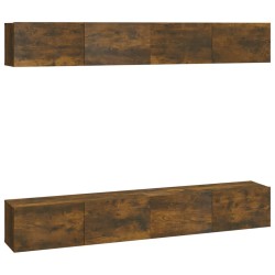 vidaXL Muebles de TV 4 piezas roble ahumado 100x30x30 cm