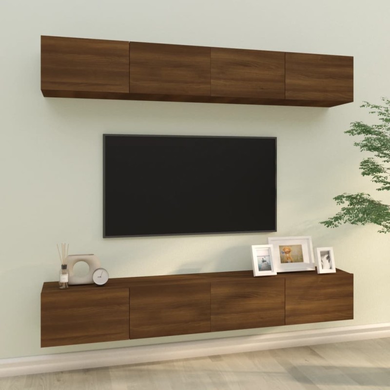 vidaXL Muebles de TV 4 piezas marrón roble 100x30x30 cm vidaXL Muebles de TV 4 piezas marrón roble 100x30x30 cm