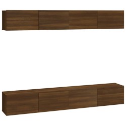 vidaXL Muebles de TV 4 piezas marrón roble 100x30x30 cm