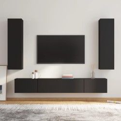 vidaXL Set de muebles para TV 4 piezas madera contrachapada negro