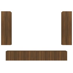 vidaXL Set de muebles para TV 4 pzas madera contrachapada marrón roble