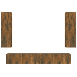vidaXL Set de muebles de TV 4 pzas madera contrachapada roble ahumado