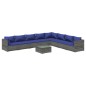 vidaXL Set de muebles de jardín 9 pzas y cojines ratán sintético gris vidaXL Set de muebles de jardín 9 pzas y cojines ratán sintético gris