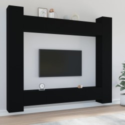 vidaXL Set de muebles para TV 8 piezas madera contrachapada negro