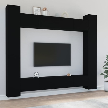 vidaXL Set de muebles para TV 8 piezas madera contrachapada negro