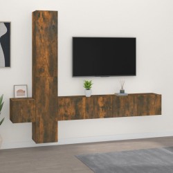 vidaXL Set de muebles de TV 5 pzas madera contrachapada roble ahumado