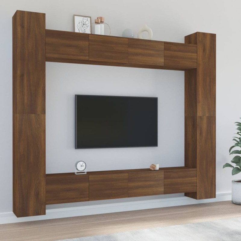 vidaXL Set de muebles para TV 8 pzas madera contrachapada roble marrón