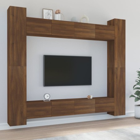 vidaXL Set de muebles para TV 8 pzas madera contrachapada roble marrón