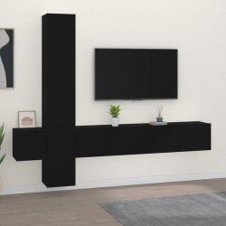 vidaXL Set de muebles para TV 5 piezas madera contrachapada negro