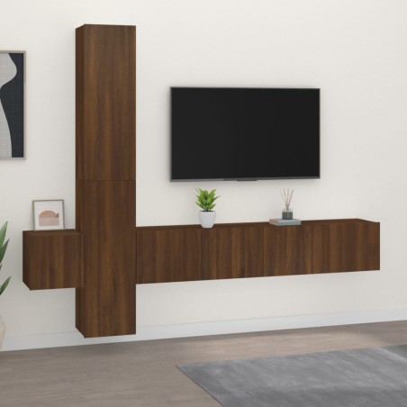 vidaXL Set de muebles para TV 5 pzas madera contrachapada roble marrón