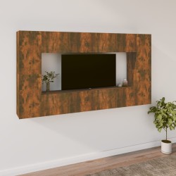 vidaXL Set de muebles de TV 8 pzas madera contrachapada roble ahumado