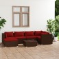 vidaXL Set muebles de jardín 7 piezas y cojines ratán sintético marrón