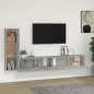 vidaXL Set de muebles de TV 3 pzas madera contrachapada gris hormigón