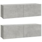 vidaXL Set de muebles de TV 3 pzas madera contrachapada gris hormigón