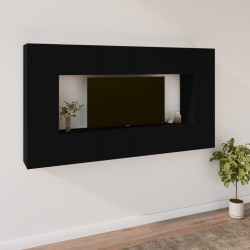 vidaXL Set de muebles para TV 8 piezas madera contrachapada negro
