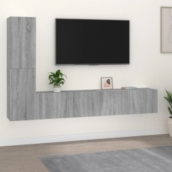 vidaXL Set de muebles para TV 4 pzas madera contrachapada gris Sonoma