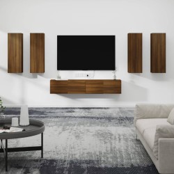 vidaXL Set de muebles para TV 6 pzas madera contrachapada roble marrón