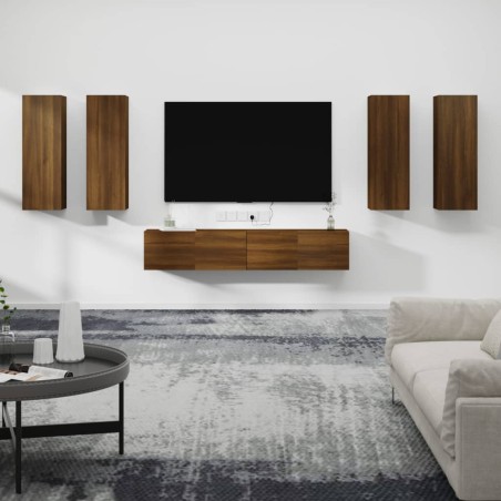 vidaXL Set de muebles para TV 6 pzas madera contrachapada roble marrón