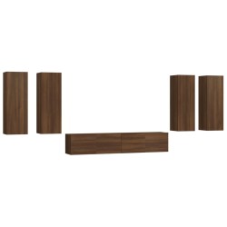 vidaXL Set de muebles para TV 6 pzas madera contrachapada roble marrón