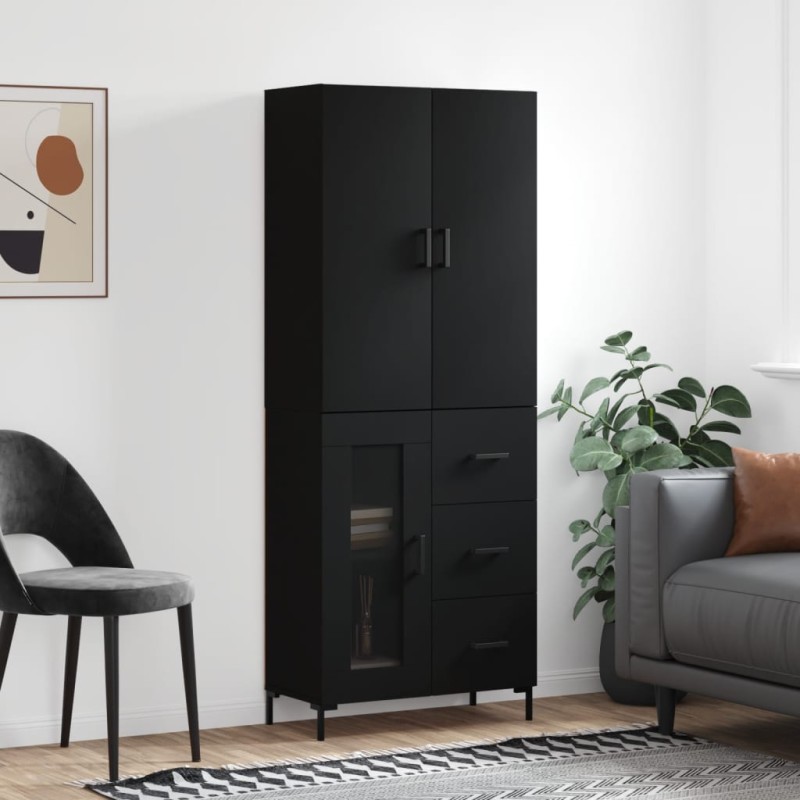 vidaXL Aparador alto madera contrachapada negro 69,5x34x180 cm vidaXL Aparador alto madera contrachapada negro 69,5x34x180 cm