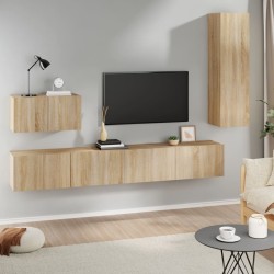 vidaXL Set de muebles para TV 4 pzas madera contrachapada roble Sonoma