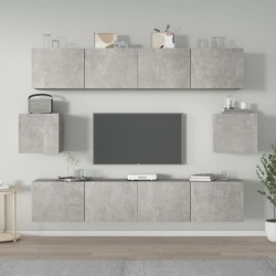 vidaXL Set de muebles de TV 6 pzas madera contrachapada gris hormigón