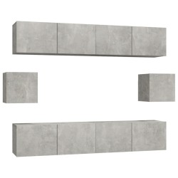 vidaXL Set de muebles de TV 6 pzas madera contrachapada gris hormigón