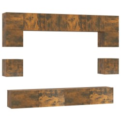 vidaXL Set de muebles de TV 8 pzas madera contrachapada roble ahumado
