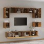 vidaXL Set de muebles de TV 8 pzas madera contrachapada roble ahumado