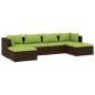 vidaXL Set muebles de jardín 6 piezas y cojines ratán sintético marrón vidaXL Set muebles de jardín 6 piezas y cojines ratán sintético marrón