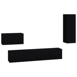 vidaXL Set de muebles para TV 4 piezas madera contrachapada negro