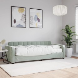 vidaXL Sofá cama con colchón terciopelo gris claro 80x200 cm