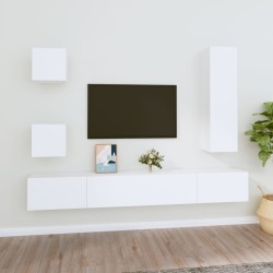 vidaXL Set de muebles para TV 5 piezas madera contrachapada blanco