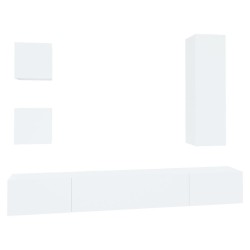vidaXL Set de muebles para TV 5 piezas madera contrachapada blanco