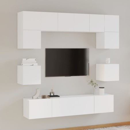 vidaXL Set de muebles para TV 8 piezas madera contrachapada blanco