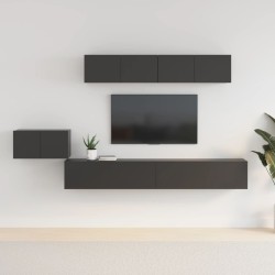vidaXL Set de muebles para TV 5 piezas madera contrachapada negro