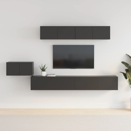 vidaXL Set de muebles para TV 5 piezas madera contrachapada negro