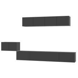 vidaXL Set de muebles para TV 5 piezas madera contrachapada negro